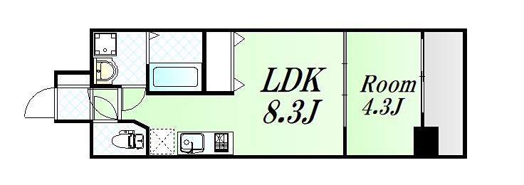 GRANDPLACE谷町(1LDK/2階)の間取り写真