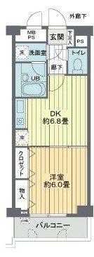 桜木町堂ノ下マンション(1DK/1階)の間取り写真