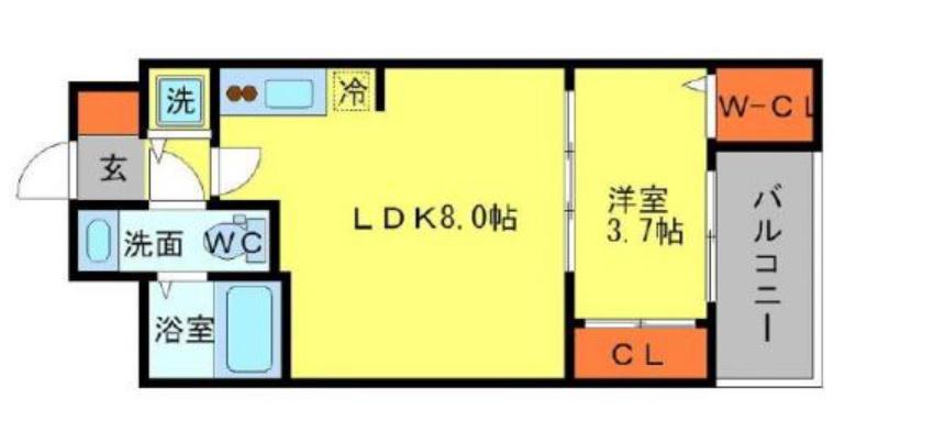 セレニテ北浜(1LDK/14階)の間取り写真