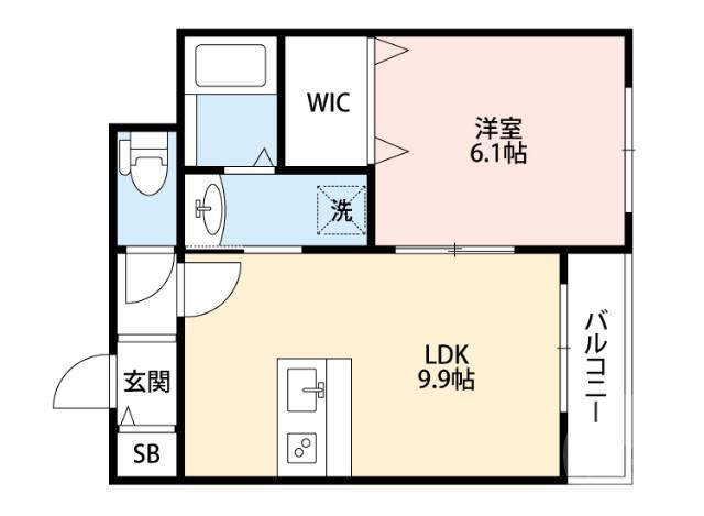 セカンド クリスタル(1LDK/2階)の間取り写真