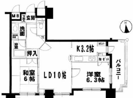 ディアナ並木(2LDK/5階)の間取り写真