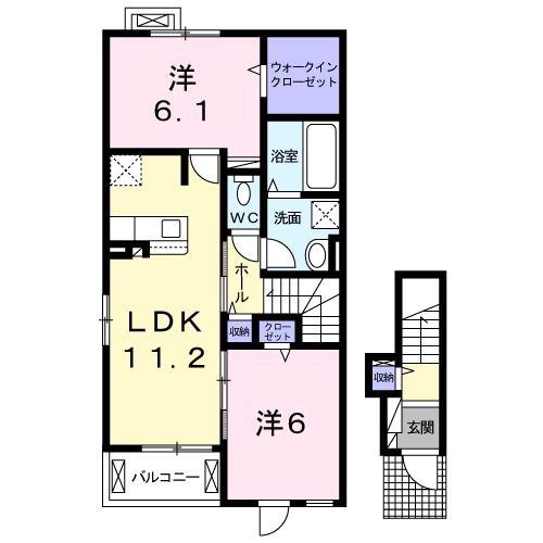 プランドールII(2LDK/2階)の間取り写真