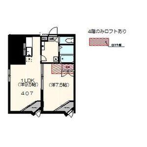 プラントビル八幡II(1LDK/4階)の間取り写真