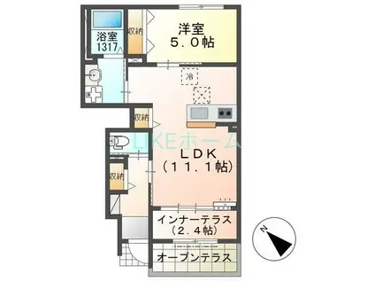 船橋市飯山満町アパート(1LDK/1階)の間取り写真
