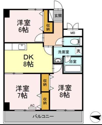 エスポワール篠崎(3DK/3階)の間取り写真