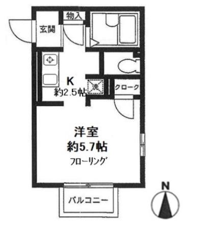 エスティーハウス(1K/2階)の間取り写真