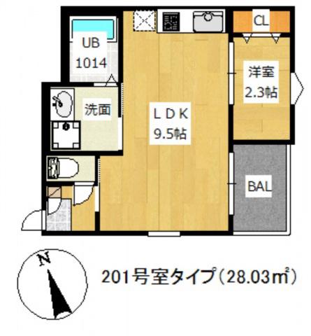 REGALEST山科椥辻(1LDK/2階)の間取り写真