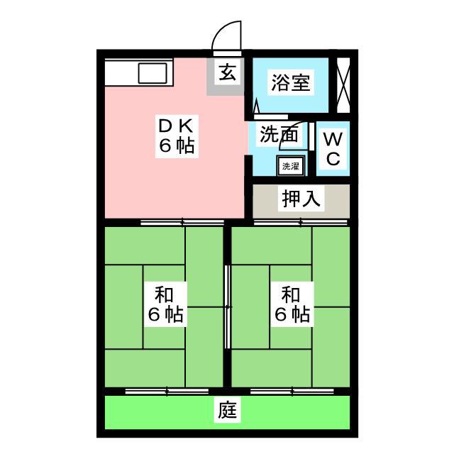 ファミールメゾンB(2DK/1階)の間取り写真