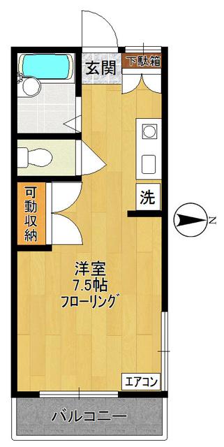スタジオ43(ワンルーム/2階)の間取り写真