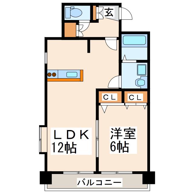 ぴあ桜井通(1LDK/3階)の間取り写真