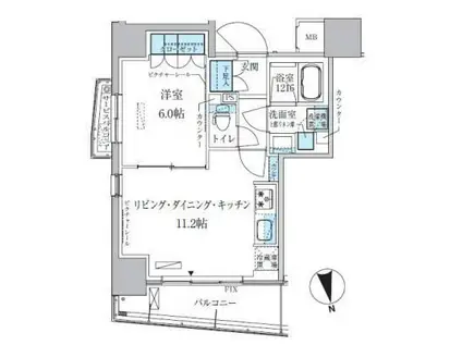 パークアクシス上野松が谷(1LDK/7階)の間取り写真