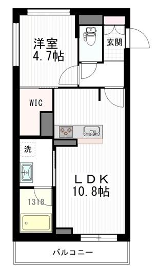セントフルリール(1LDK/1階)の間取り写真