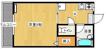 エスティアム中須賀(1K/2階)の間取り写真