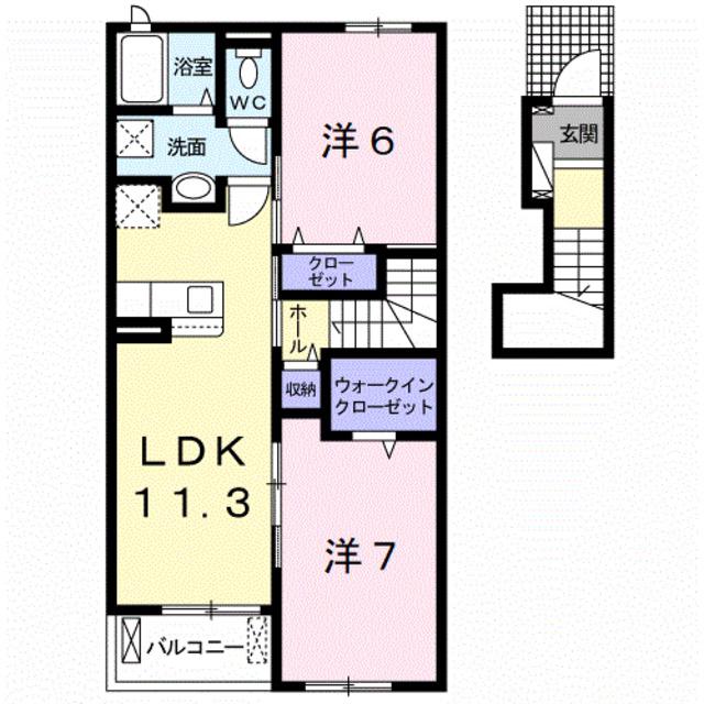 ヴェールII(2LDK/2階)の間取り写真