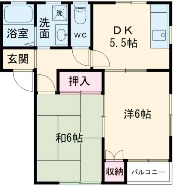 コーポ大月(2DK/1階)の間取り写真
