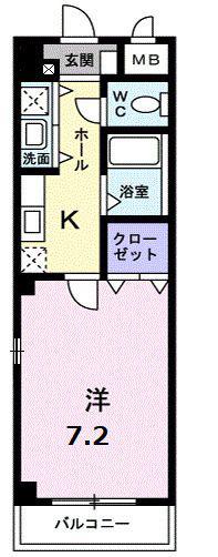 カーサ ヴェルデ(1K/1階)の間取り写真