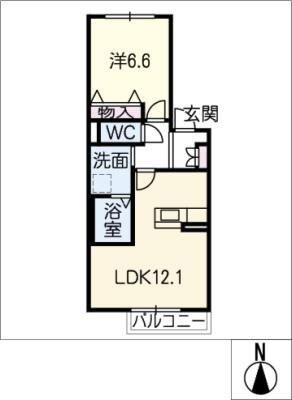 地下鉄東山線 中村公園駅 徒歩5分 2階建 築11年(1LDK/2階)の間取り写真
