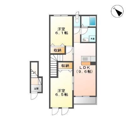 シルフィード(2LDK/2階)の間取り写真