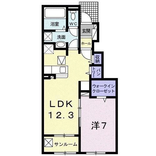 ファミーユI(1LDK/1階)の間取り写真