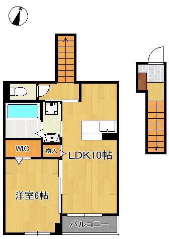 ロータス水巻2(1LDK/2階)の間取り写真