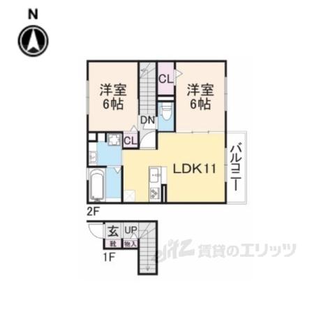 トラディシオン A棟(2LDK/2階)の間取り写真