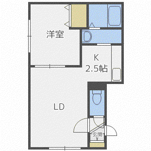 グローリー麻生(1LDK/2階)の間取り写真