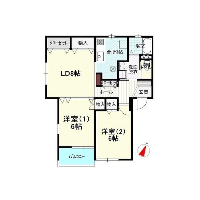 クラシオン(2LDK/1階)の間取り写真