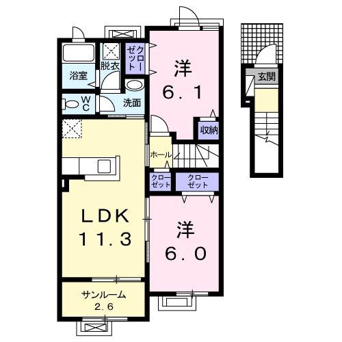 メゾン ド オーブ(2LDK/2階)の間取り写真