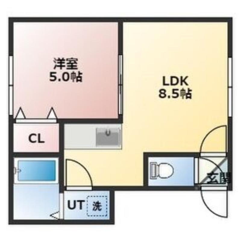 カシーナ平岸高台壱番館(1LDK/1階)の間取り写真