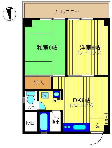 A-2501(2DK/3階)の間取り写真