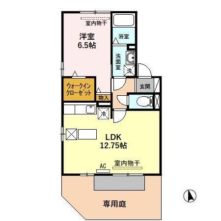 リビングタウン下奈良 A(1LDK/1階)の間取り写真