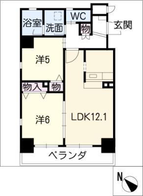 アルファパル伝馬(2LDK/3階)の間取り写真