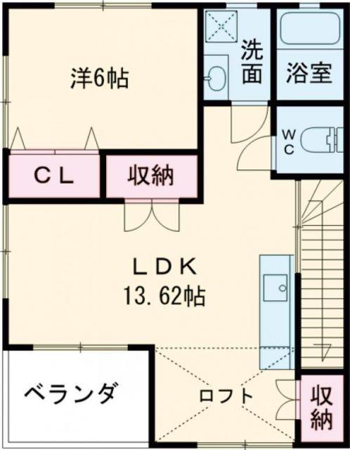 ヒルズフォート亀川(1LDK/2階)の間取り写真