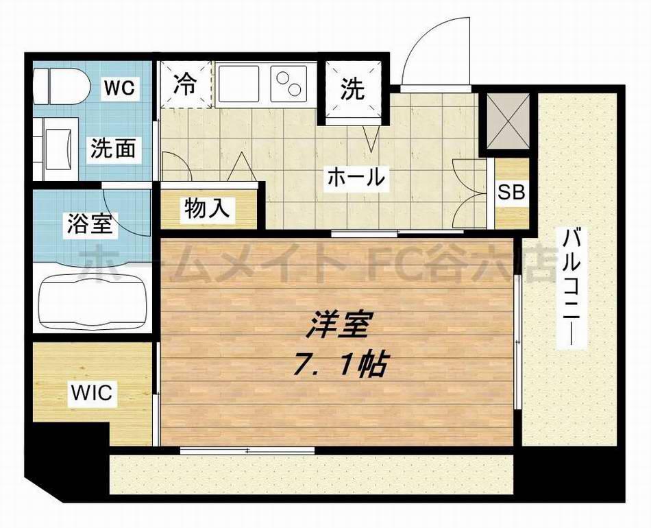 ISM谷町六丁目(1K/6階)の間取り写真