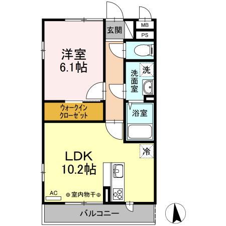 BLESS戸塚弥生台(1LDK/2階)の間取り写真