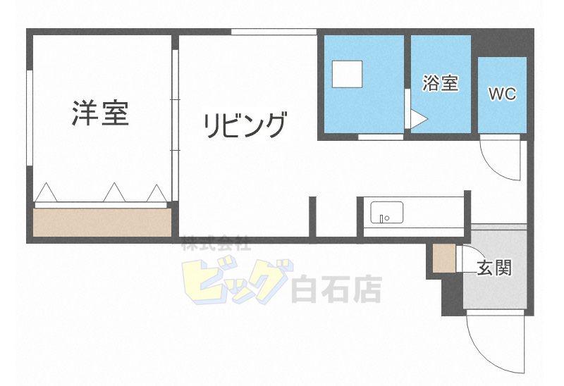 プリヴィレッジ東札幌(1LDK/4階)の間取り写真
