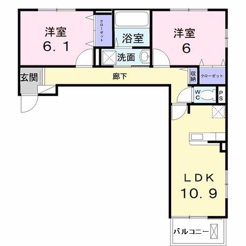 エテルノ泉南馬場(2LDK/2階)の間取り写真