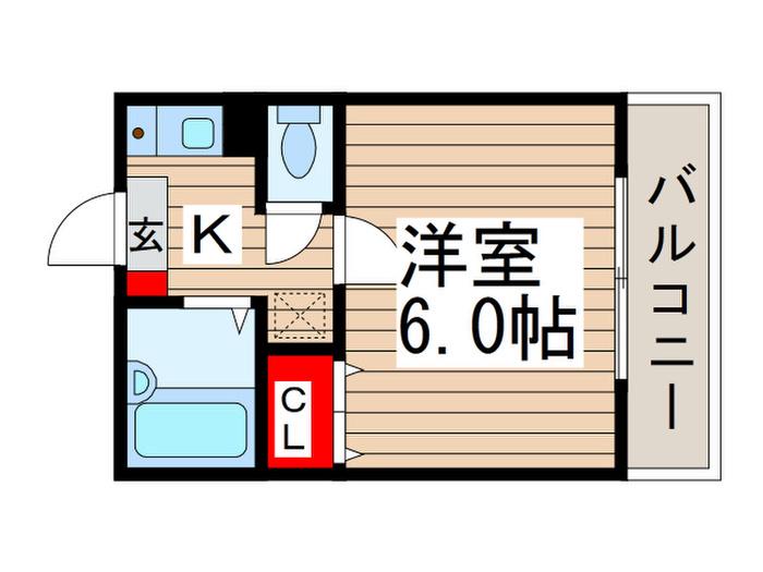ティーズフラット押上(1K/2階)の間取り写真