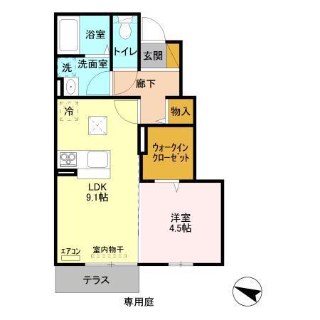 アマポーラII(1LDK/1階)の間取り写真