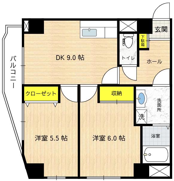 クレスト滝野川I(2DK/1階)の間取り写真
