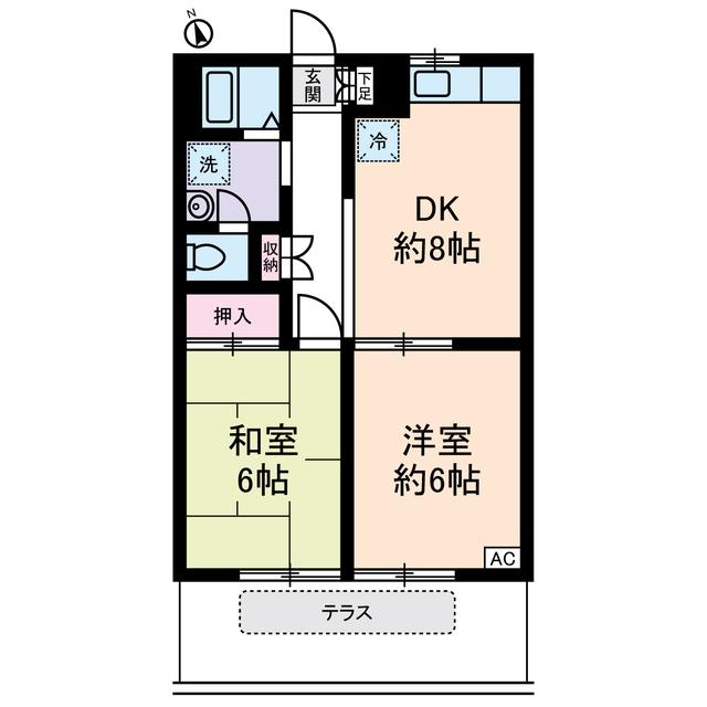 エステートピアK(2DK/1階)の間取り写真