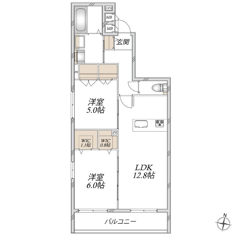 エスポワール 大宮(2LDK/3階)の間取り写真