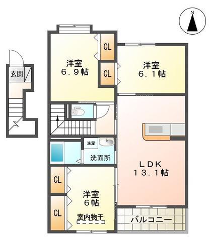 ディアコート(3LDK/2階)の間取り写真