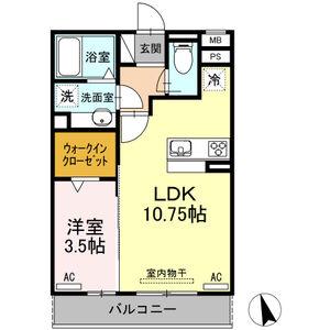 パーシモン(1LDK/2階)の間取り写真