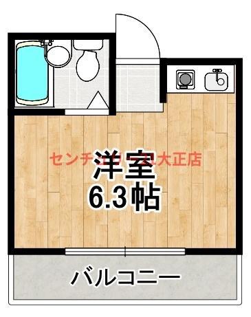 フォレストゲート市岡(ワンルーム/4階)の間取り写真