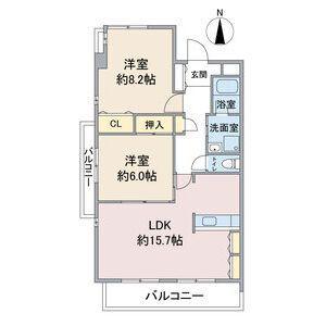 リアン東山(2LDK/2階)の間取り写真
