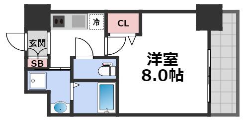LUMINOUS天王寺舟橋(1K/7階)の間取り写真