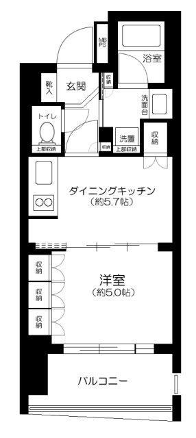 ライオンズアイル赤坂(1DK/9階)の間取り写真