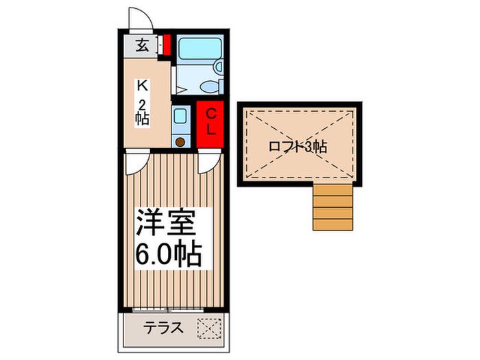 東川口ハイツ(1K/1階)の間取り写真