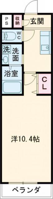 ハンプトンコート(1K/2階)の間取り写真